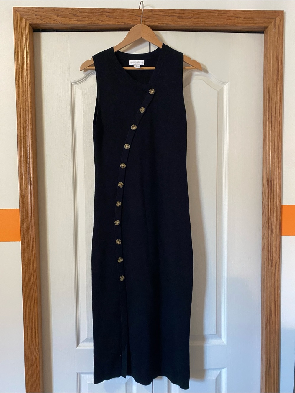 House of Harlow 1960 Navy Sleeveless Button-Front Midi Dress
